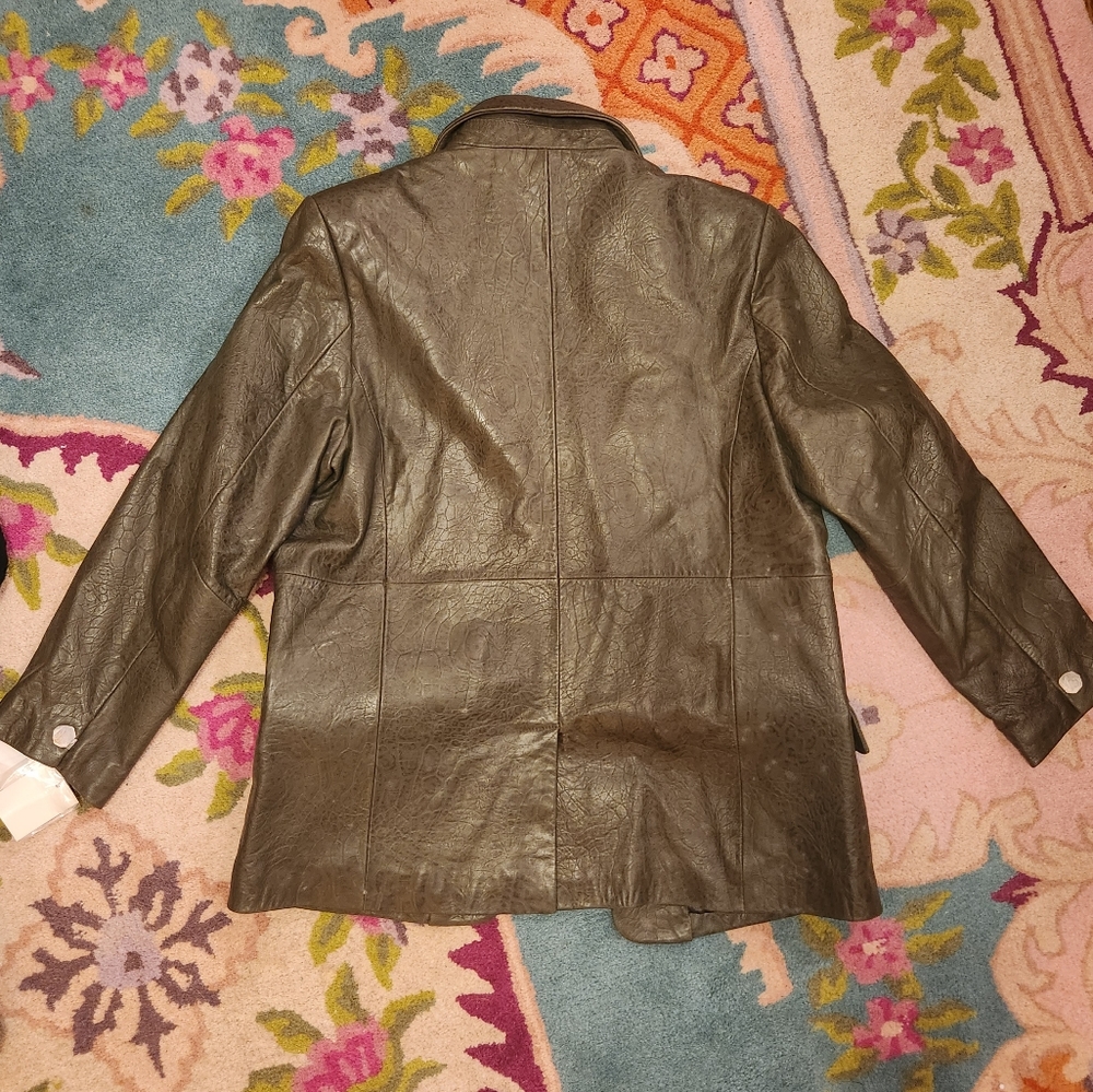 Vintage Green Snakeskin Leather Blazer - Picture 6 of 7